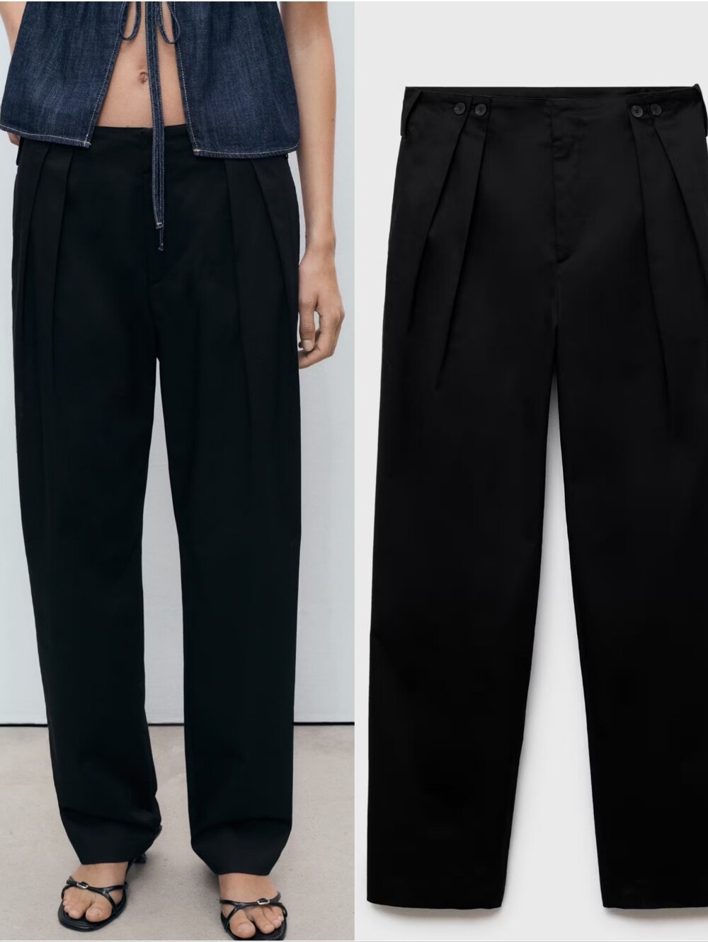 MANGO Buttons Cotton Pants